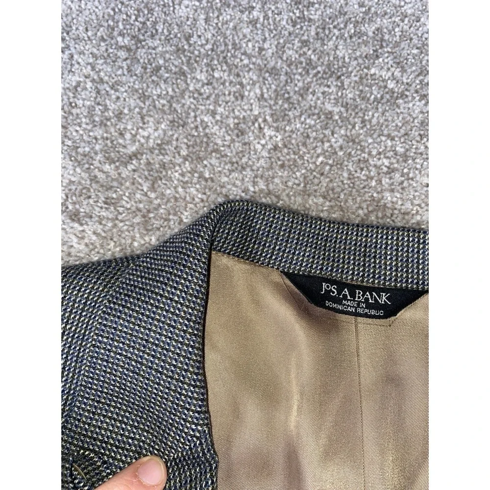 Jos A Bank Blazer 48L Houndstooth Plaid Gray‎ Wool/Cashmere Blend Preppy Read